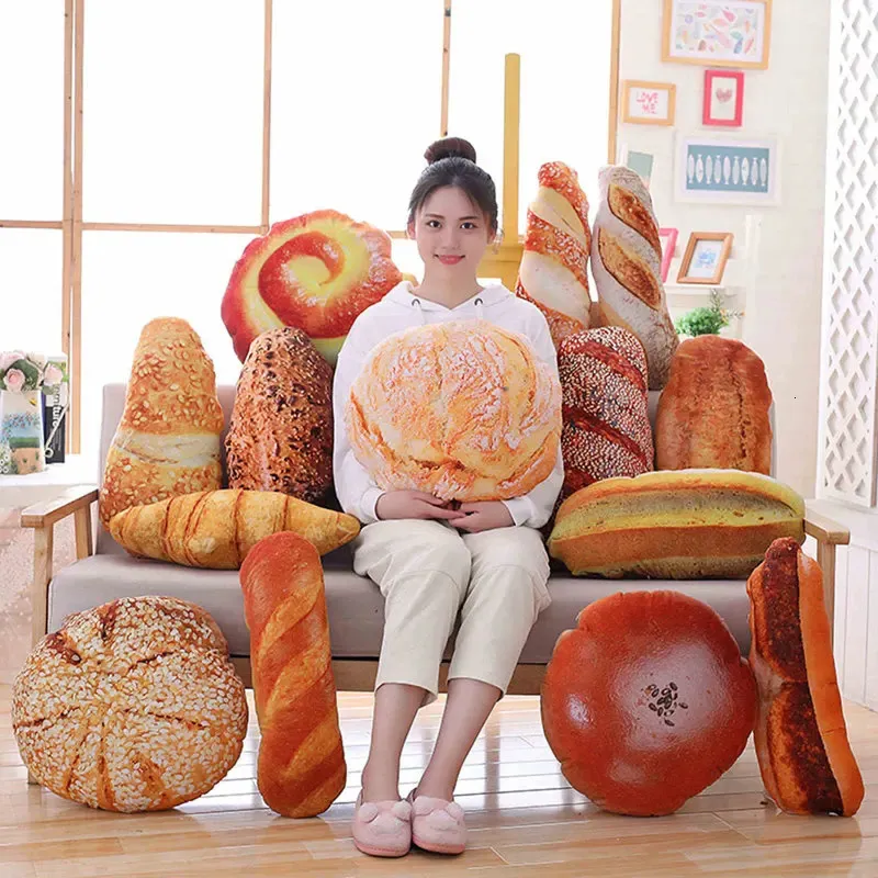 Creative Simulational Plush Bread Burger Shape Pillow Funny Food Nap And Cushion Kids Toy Birthday Gift 50cm 55cm 231227