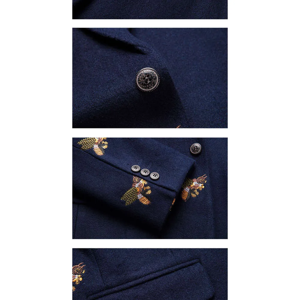 Giacca ricamata con ape di alta qualità en Giacche da uomo alla moda, da uomo, casual, slim fit, formali, da lavoro_voghion.com