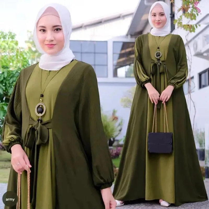 الملابس العرقية 2024 متواضع Abayas النساء غير الرسميات مسلمة طويلة الأكمام ماكسي فساتين رمضان كافتان الإسلامي دبي العربي رداء العيد الحزب جلابيا