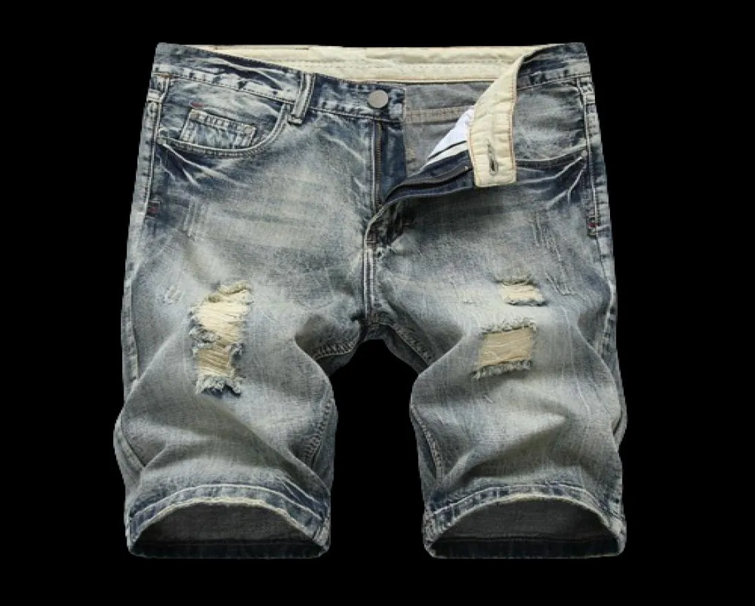 Nuovo design ha distrutto i pantaloni da lavoro degli uomini in difficoltà in difficoltà strappate pantaloni corti corti pantaloni per jeans per man8289348