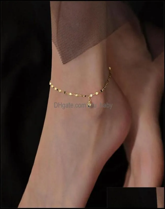 Cavigliere di alta qualità in argento sterling 925 gioielli da donna braccialetto a catena in oro lucido per Lady Aessories ragazza regalo di Natale Drop 4445295