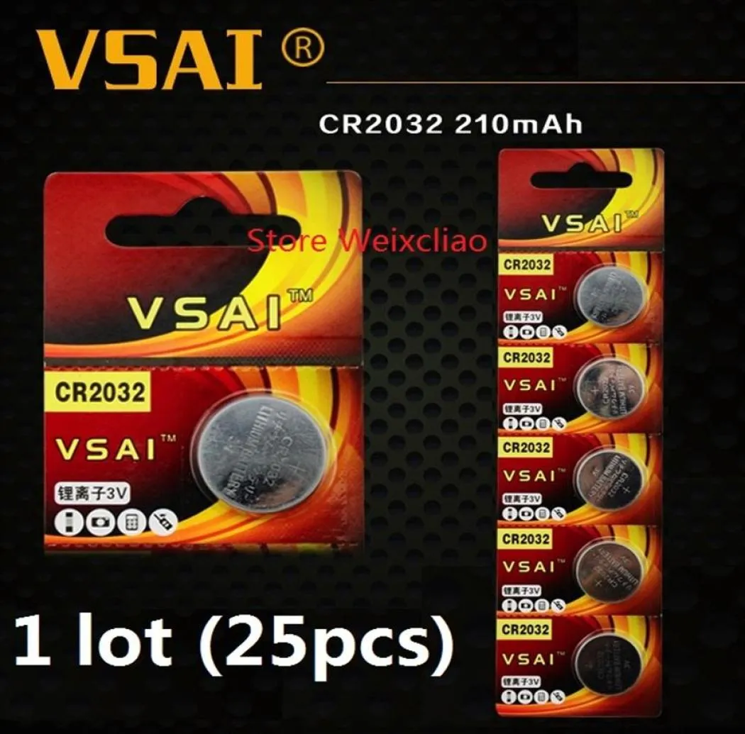 25pcs 1 Lot CR2032 3V 리튬 Li 이온 버튼 셀 배터리 CR 2032 3 전압 Liion 코인 배터리 VSAI 26713463952