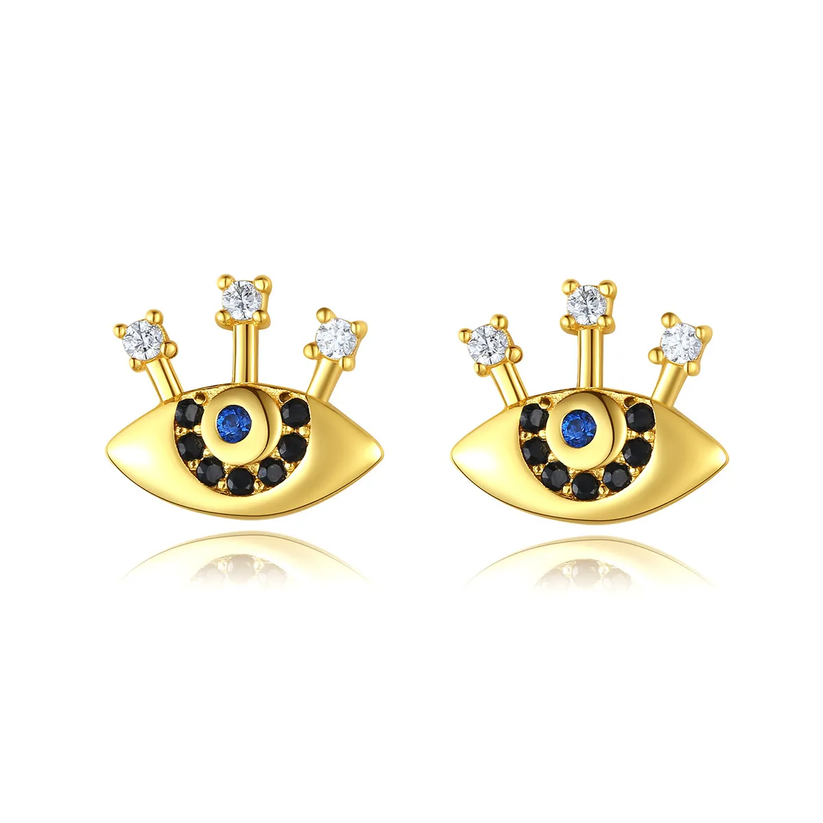 Eye Stud Earrings S925 Silver Set Zircon Plated 18k Gold Earrings European Women Fashion Earrings Exquisite Jewelry Women Wedding Party Valentine's Day Gift SPC