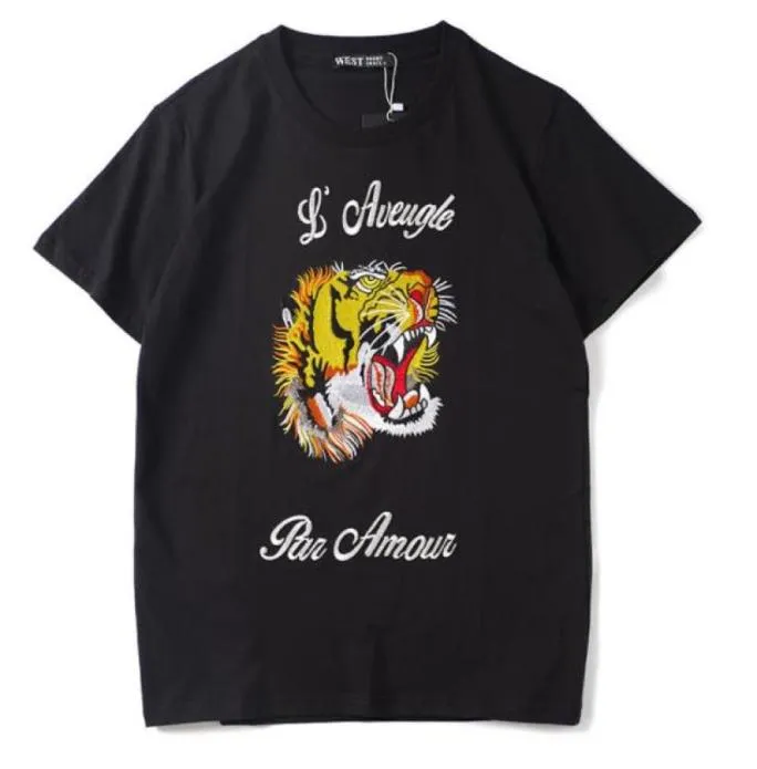 2019 Zomerontwerper T shirts voor mannen Tops Tiger Head Letter Borduurwerk T -shirt Mens Kledingmerk T -shirt T -shirt Dames Tops6058997