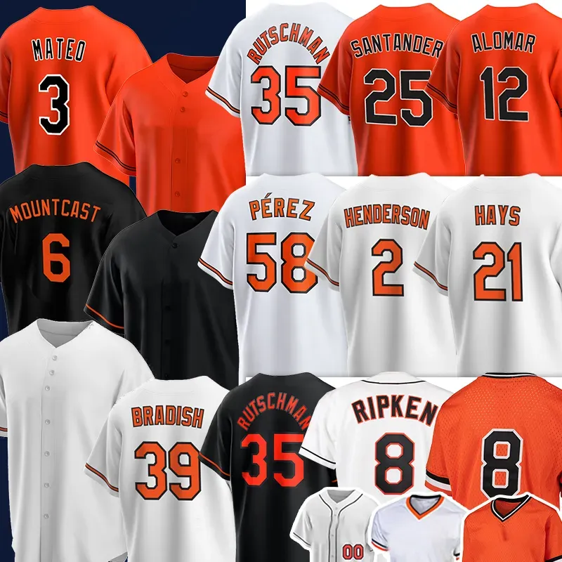 8 Cal Ripken Jr Jorge Mateo Baseball Jersey Men Men Youth Ryan Mountcastle Kyle Bradish Adley Rutschman Anthony Santander Adam Frazier Felix Bautista Black Orange