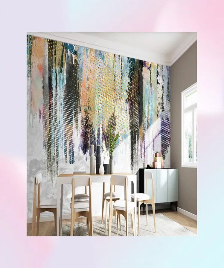 Wallpapers Modern Abstract Graffiti Art 3D Muurschildering Behang Europees Retro Inkt Mark Gouden Woonkamer Slaapkamer TV Achtergrond Muur P7186164