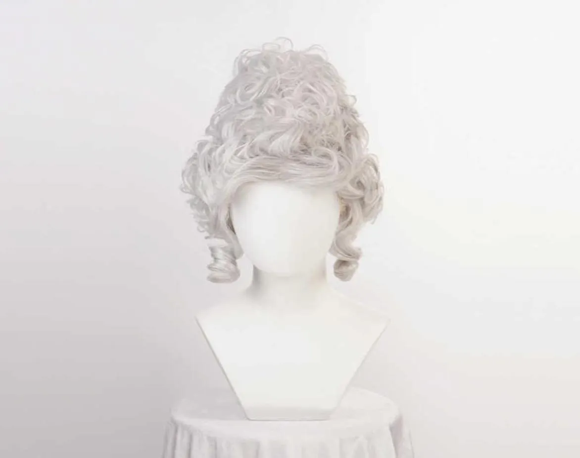 Synthetic Wigs Marie Antoinette Wig Princess Silver Grey Wigs Medium Curly Heat Resistant Synthetic Hair Cosplay Wig Wig Cap T22115299362