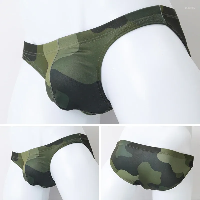 Onderbroeken Heren Camouflage Ondergoed Naadloze Ultra Dunne Slips Lage Taille Ademend Slipje Sexy Ardennen Pouch Lingerie