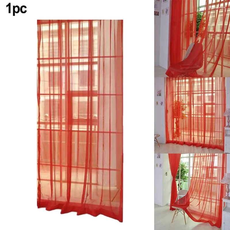 Vorhang 1pc 2m 1 m 1 m schiere Voile für Wohnzimmer Schlafzimmer Dekoration Fenster Voiles Tüll rote Vorhänge Maschine Waschung