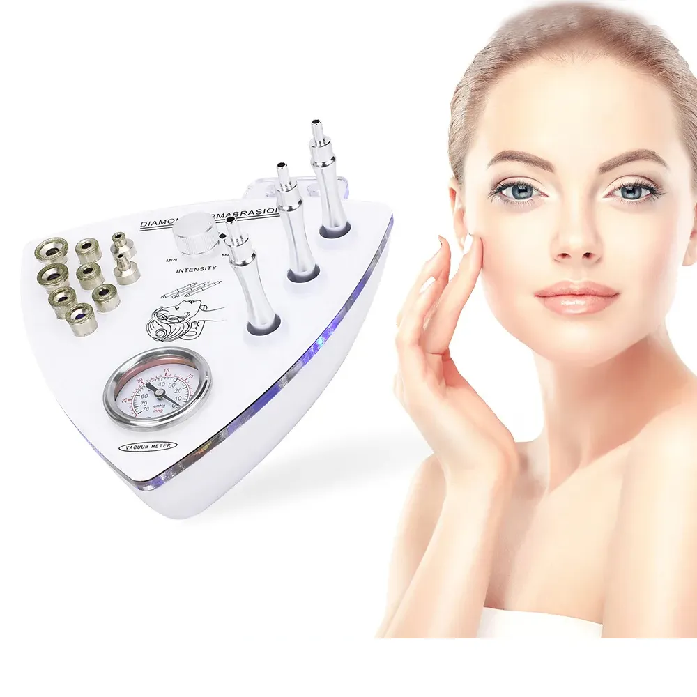 Máquina de microdermoabrasión con punta de diamante, pulverizador de agua, exfoliación, belleza para arrugas, herramienta de limpieza de la piel, dispositivo de succión con cabezal negro