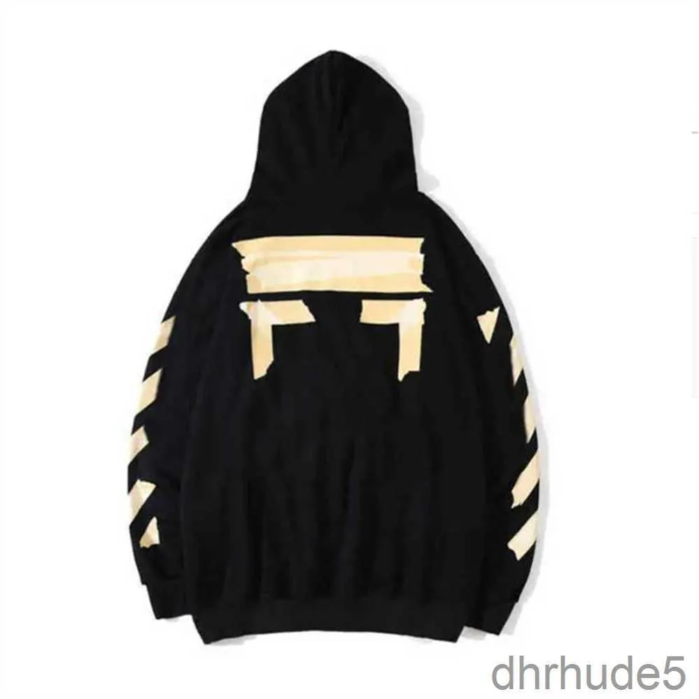 Stil trendig designer tröja målade pil x kråka rand lös hoodie mäns och kvinnor kappa pullover vit svart m2 0su9 aa4a