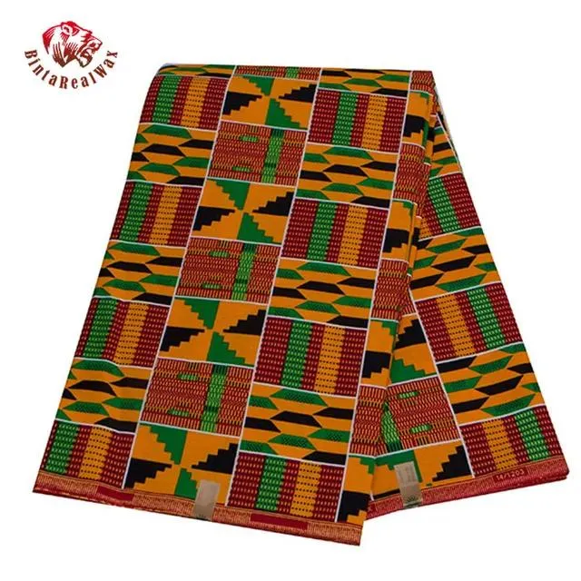 Tyg 6 meter Ankara African Real Wax Prints tyg billigfabrik Binta Real Wax High Quality African Fabric for Party Dress 24FS1380