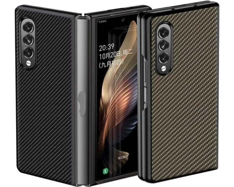 Przypadki z włókna węglowego dla Samsung Galaxy Z Fold 2 3 -Kold3 Case Ochrona Ochrona twardej tylnej pokrywy 2943381