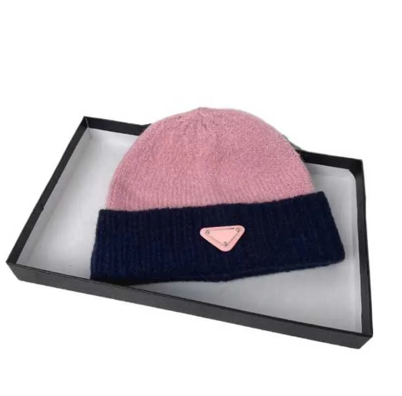 BeanieSkull Caps BeanieSkull Caps Mulheres doces outono e inverno calor designer Beanie chapéu masculino estilo esportivo estilo triangular carta impressão casquette TA0G