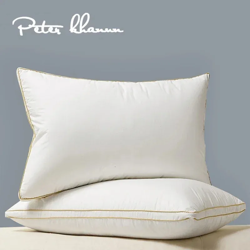 Peter Khanun Luxurious Goose Down Pillow Neck Pillows For Sleeping Bed Pillows 100% Cotton Shell Down Proof King Queen Size 1 Pc 231228
