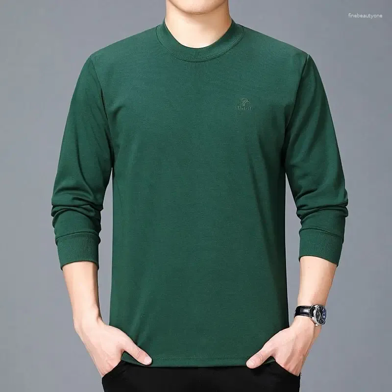 Men's T Shirts Spring Autumn Men Basic Bottoming T-Shirt Male Clothes Long Sleeve Half High Neck Thickened Solid Cotton Warm Versatile Tops