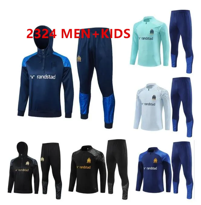 Çocuklar Erkekler Futbol Trailtsits Milen Payet Marseilles Sursetement Ceket 22 23 24 Fottball Eğitim Takımı Veste Maillot de Ayak Olimpik Om Trailsuit Futbol Jogging