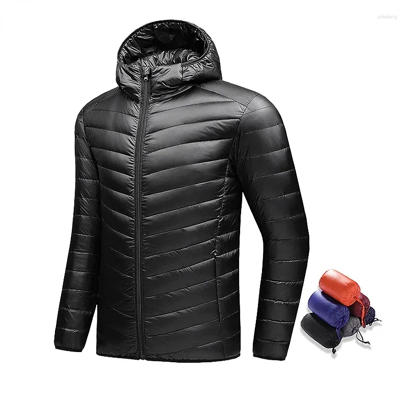 Men's Vests Hooded Down Jacket Men Ultralight Camping Trekking Hiking Waterproof Packable Winter Jackets Outdoor Puffer Thermal Coat