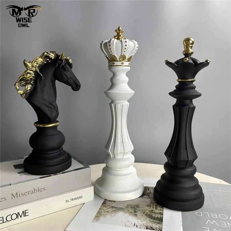 Statue d'échecs internationale en résine, Figurines rétro créatives pour la décoration intérieure de la maison, salon, décoration de bureau, accessoires de bureau 231228