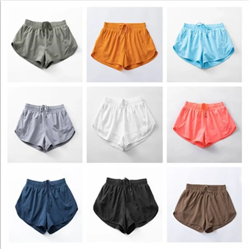 Lu Lu Damen-Shorts mit verbrannten Löchern und gefälschten zweiteiligen Yoga-Shorts, schnell trocknend, blendfrei, können im Freien getragen werden