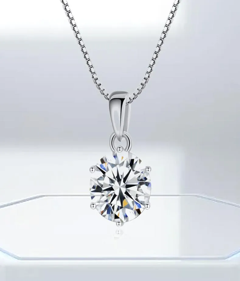 1CT 65mm EF Round Moissanite 925 Sterling Silver Pendant Necklace Diamond Test Passe Fine Jewelry Woman Gift3596693