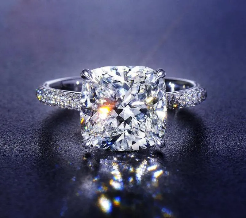 Real S925 Srebrny 2 karaty moissanit z diamentowym pierścieniem dla kobiet drobne Anillos Mujer Silver 925 Bizuteria Rings5596663262