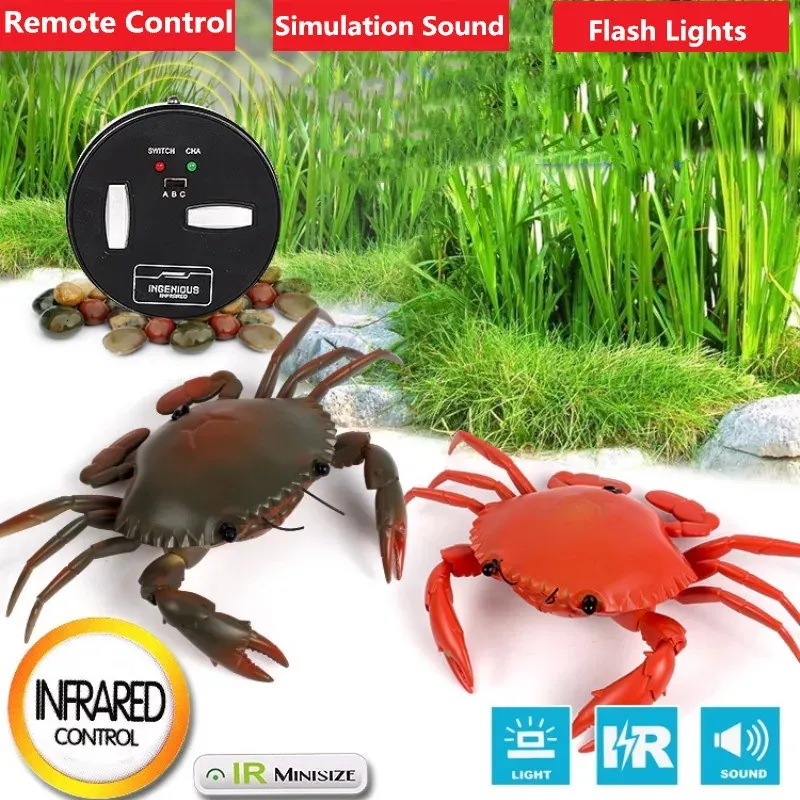 Giocattolo granchio robot intelligente RC intelligente con simulazione della luce flash dell'occhio suono granchio modello giocattolo alta simulazione granchio design classico giocattolo 231229