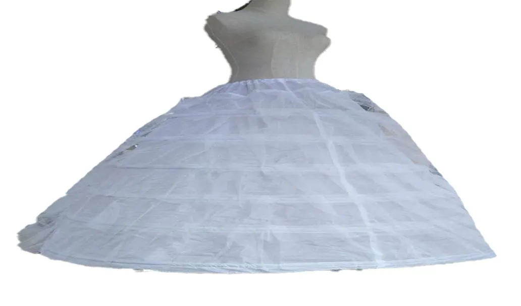 Big White Petticoats Super Puffy Ball Stun Slip Underskirt na dorosłą ślub formalną sukienkę Duże 6 obręczy Długie Crinoline Brand2061424