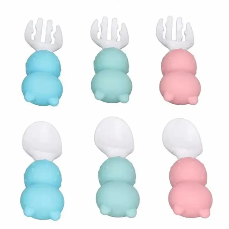 Äta träningsset Baby Spoons Forks Set Short Handtag Silicone Self Feed Treensils For Spädbarn Småbarn Food Training Safe 231229