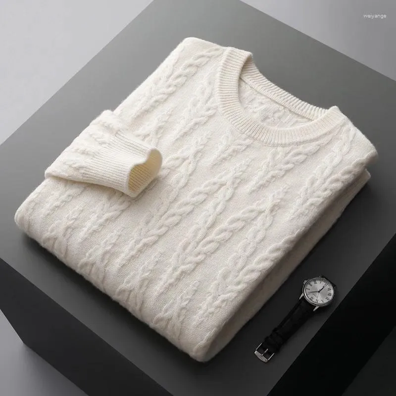 Men's Sweaters Autumn And Winter Wool Cashmere Sweater Round Neck Twist Thick Pullover Knitted Loose Fashion Bottoming Shirt