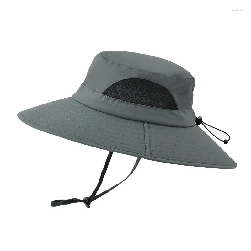 Berets Sommer UPF50 Sonne Eimer Hüte Männer Schnell Trocknend Fischer Kappe Atmungsaktive Mesh Strand Hut Im Freien Lange, Breite Krempe panama Caps