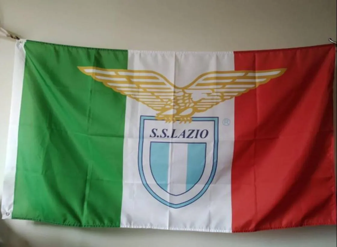 İtalya SS Lazio Spa bayrağı 3x5ft 150x90cm polyester baskı fanı Pirinç Gromets ile Satış Bayrağı 2107339