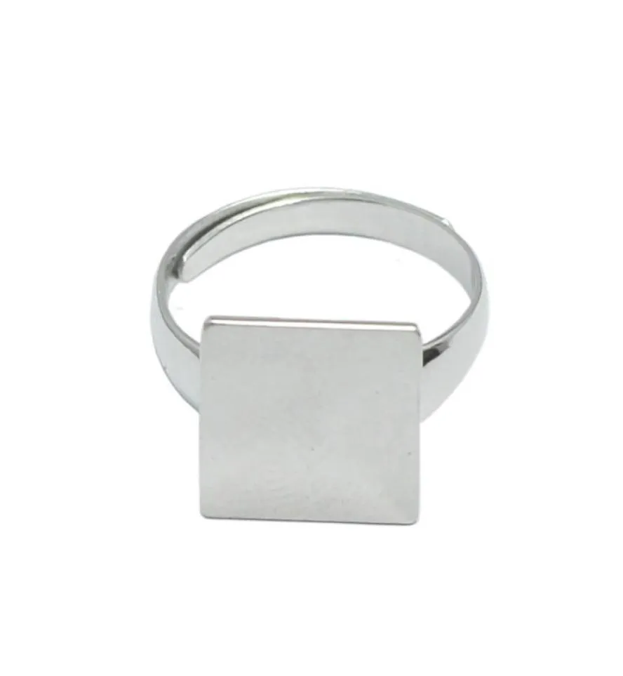 Beadsnice - Anillos cuadrados en blanco de plata de ley 925 con almohadilla plana cuadrada de 12 mm, regalo de Año Nuevo, anillos de plata ID 334905607753