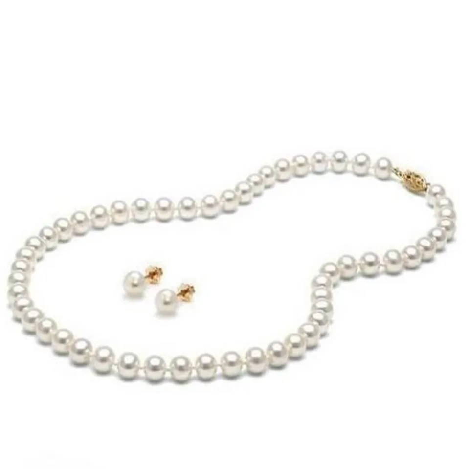 Charmante 7-8 mm Zuidzee witte parelketting 18 inch 14k gouden sluiting oorbellen319V