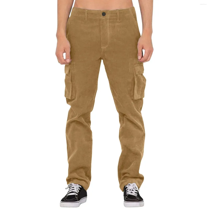 Pantalons pour hommes Hommes Corduroy Cargo Casual High Street Pantalon ample avec plusieurs grandes poches droites vêtements surdimensionnés