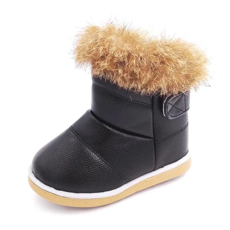 Buty Baby Winter Boots Dziewczęta chłopcy buty śniegowe Dzieci ciepłe pluszowe królicze futra buty Dzieci zimowy but dla dziewczynki chłopiec