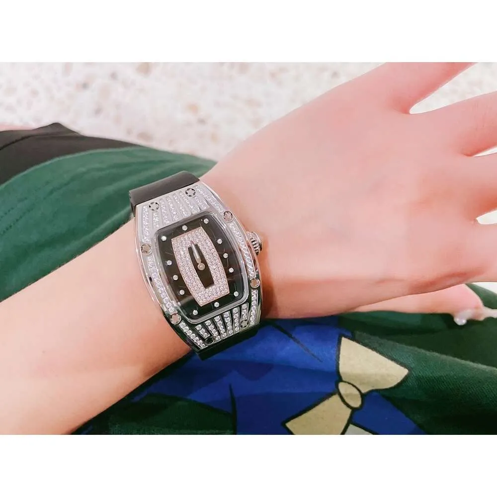 designer women watch R i c h a r d Luxury full diamonds women wristwatches with box RAU7 mechanical movement uhren rubber strap montre ice out luxe