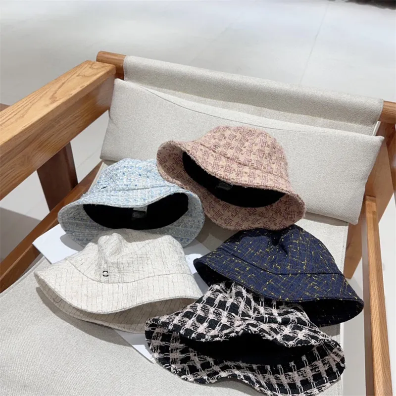 Diseñador de mujeres C Sombrero de cubo Tejido Sombrero de pescadores Tweed Sombreros de ala ancha Sombreros de pescador de lujo Gorra de navegante de moda Gorras casuales Fedora versátil