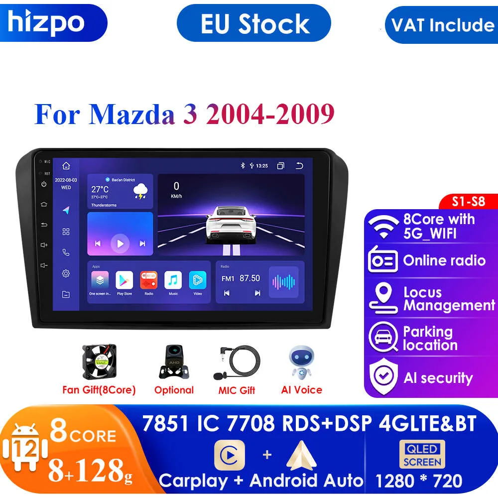 Автомагнитола AI Voice 2 Din Android для Mazda 3 2004-2007 Carplay Автомобильная мультимедийная система GPS 2din Авторадио навигация на руле ПК