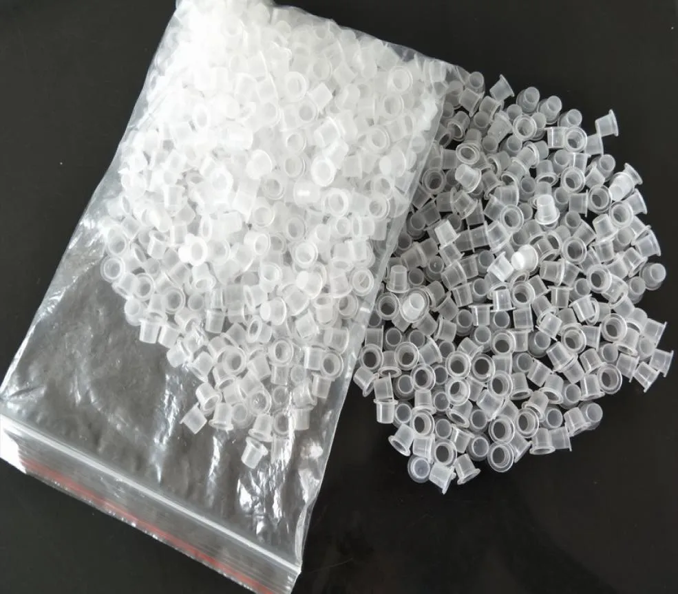 ホワイト500pcs 8mmスモールサイズプロフェッショナルタトゥーインクカップキャッププラスチック透明な顔料カップキャップタトゥーマシンアクセサリー5176248