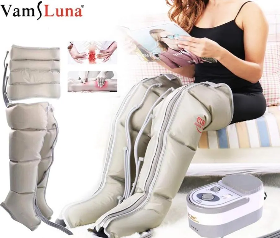 Compressão de ar elétrica massageador de perna bota de ar envolve tornozelos bezerro máquina de massagem promover a circulação sanguínea aliviar a dor fadiga8250097