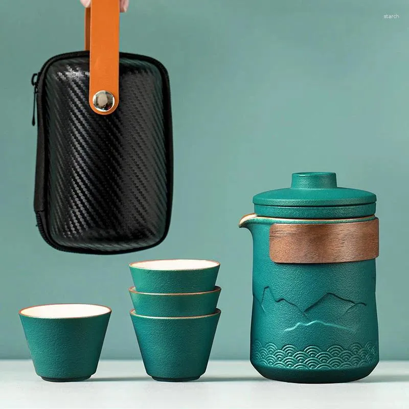 Наборы чайной посуды, 6 шт./компл., дорожный чайник, сумка для переноски, чашка, один, четыре, уличный чайник, портативный набор