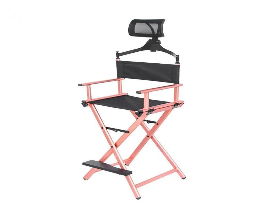 Cadre en aluminium maquilleur directeur 039s chaise avec repose-tête réglable or rose portable professionnel camp de beauté meubles7559930