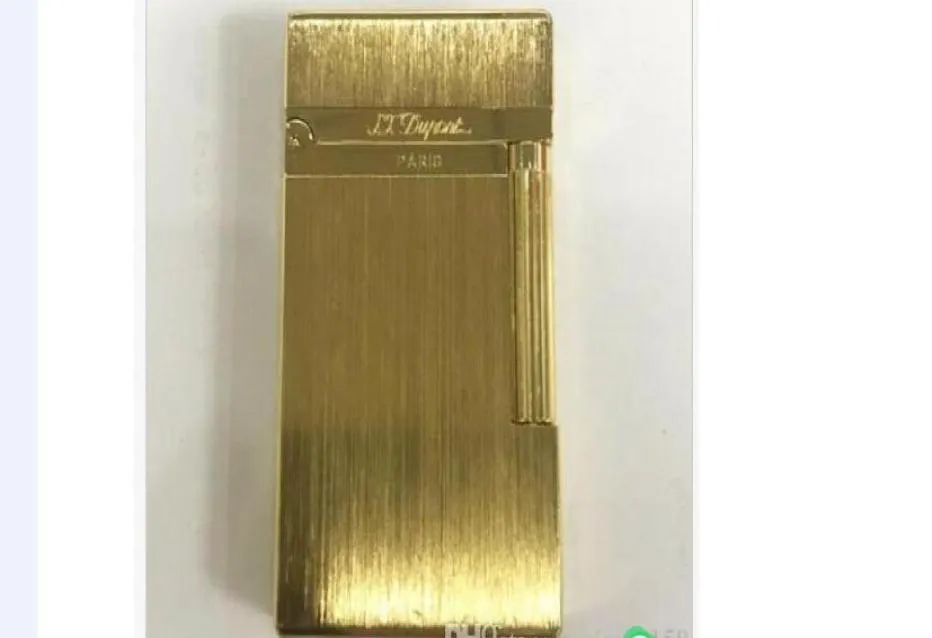 Encendedor ST Ligne 2 clásico de metal cepillado con sonido de llama, encendedor dorado 3308752