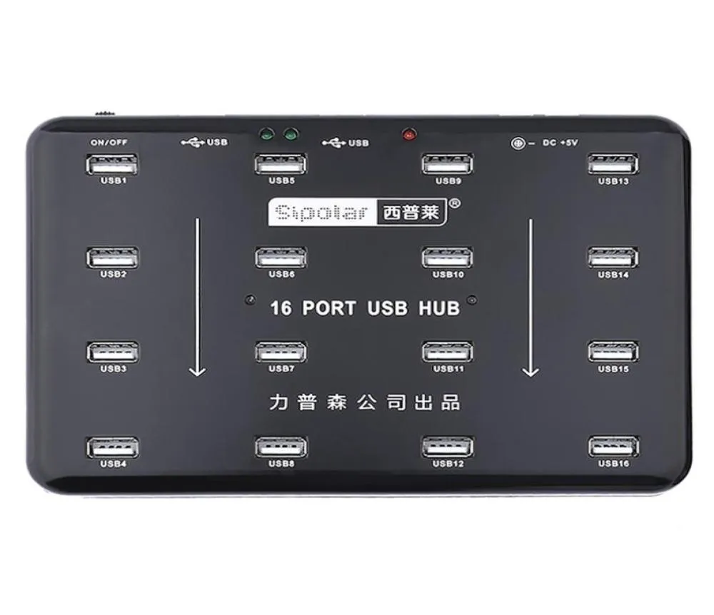Sipolar 16 Ports USB 20 HUB Bluk Duplicator för 16 TF SD -kortläsare UDISK DATA TEST BATCH COPY MED 5V 3A POWER ADAPTER 2106152035882
