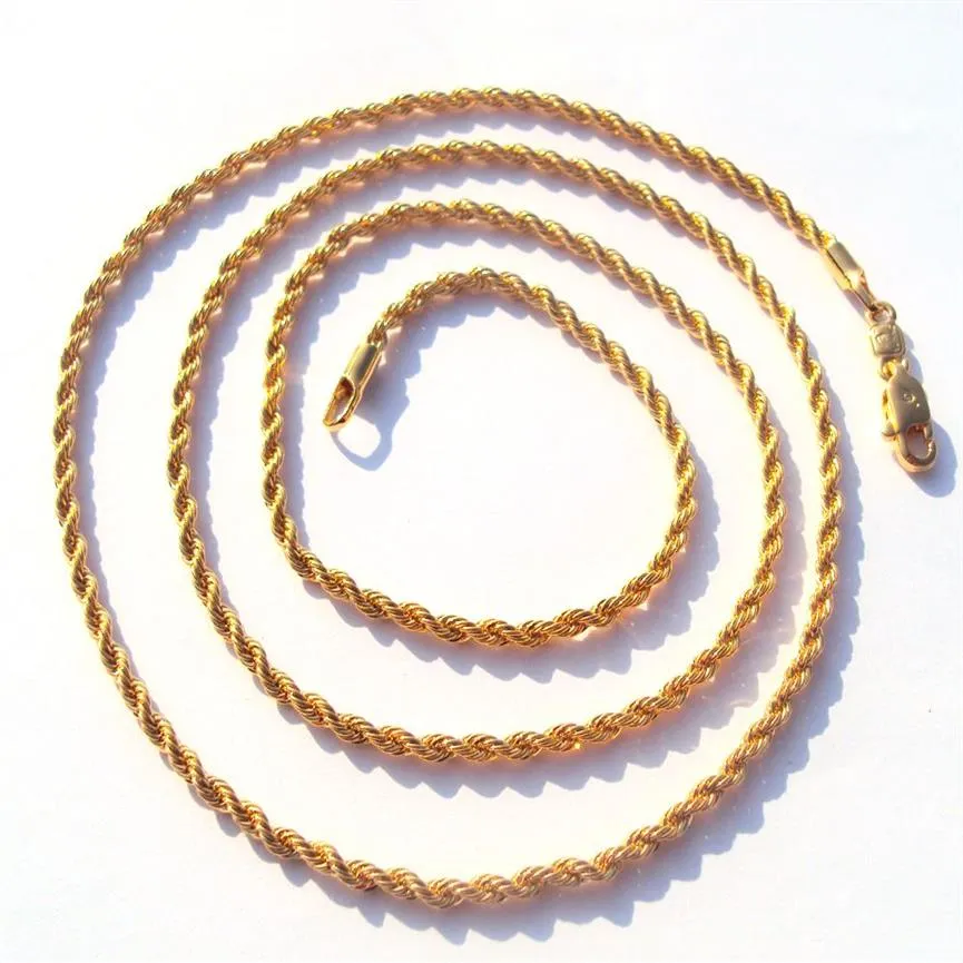 Thin 14k Yellow Gold Overlay Fine French Rope Long ed necklace Chain parts 100% real gold not solid not money 2241