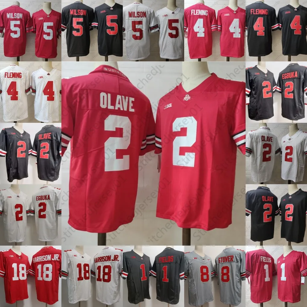 Ohio State Buckeyes Football Jersey 5 wilson 4 fleming 2 Chris Olave Emeka Egbuka 18 Marvin Harrison Jr. 1 Justin Fields 8 Cade Stover