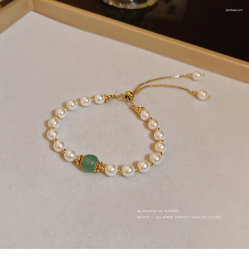 Charm-Armbänder Barockes Perlenarmband mit Retro-Stil und Nischendesign-Sinn Perlenarmreif für Frauen 12 cm verlängerte Kette Boho Festival