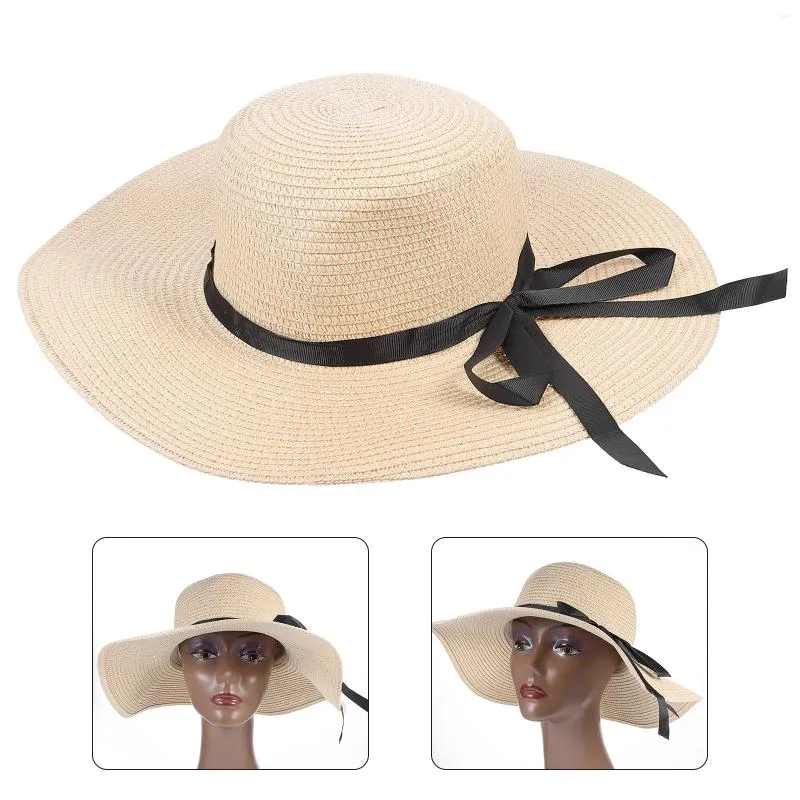 Bérets chapeau de paille avec nœud plage pour femmes été Protection solaire dôme fourniture extérieure Miss