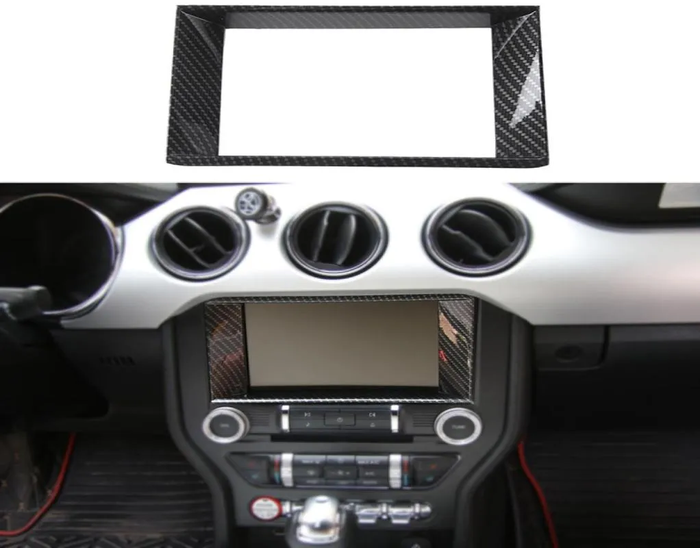 ABS Carbon Fiber Navigation Ring Decoration Trim For Ford Mustang 15 High Quality Auto Interior Accessories5914561